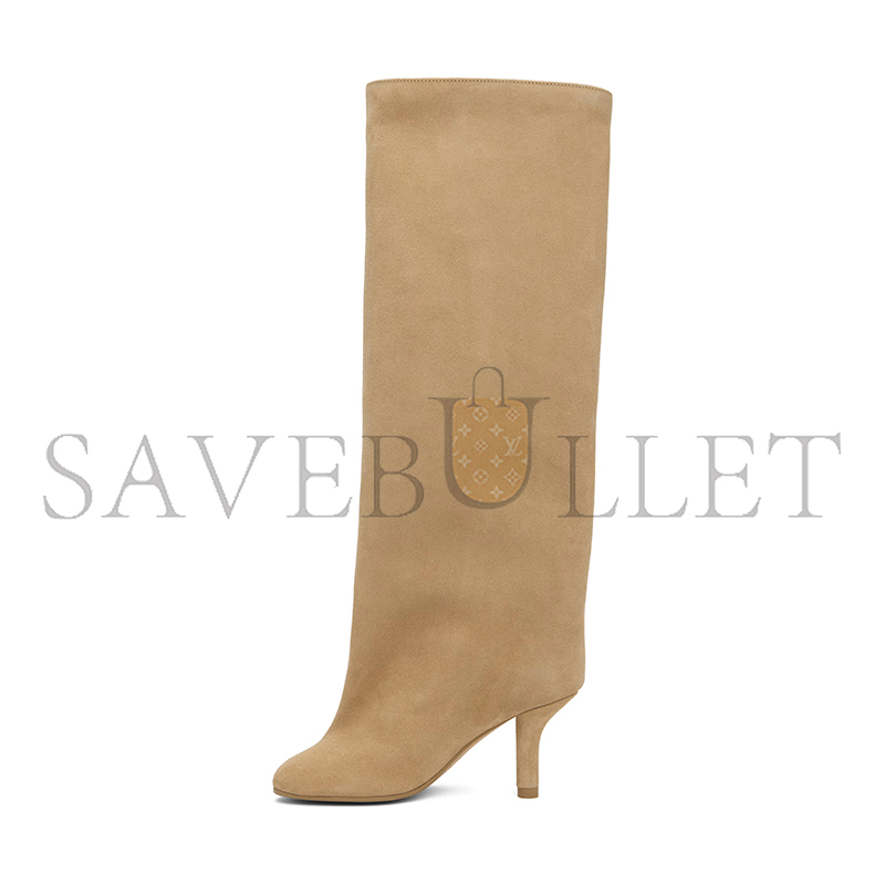 MAISON MARGIELA TAN ANATOMIC SLIP-ON SUEDE TALL BOOTS 252188F115000